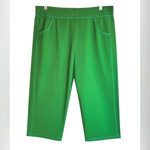 Just My Size Green Capri Sweatpants 2X Lounge Pockets Pull On